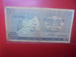 RWANDA 50 FRANCS 31-1-66 Circuler Cotes:20-55$ (B.35) - Rwanda
