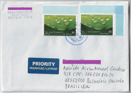 Germany 2023 Priority Cover Sent From Köln To Balneário Gaivota Brazil 2 Stamp The Four Elements Water - Brieven En Documenten