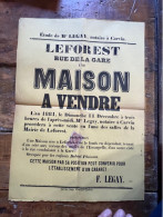 Delcampe - ANCIENNE Affiche Placard Vente Publique RARE Ville LEFOREST  - 62 - LEGAY Notaire CARVIN 1881 - Affiches