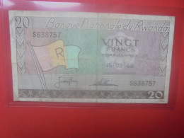 RWANDA 20 FRANCS 1969 Circuler (B.35) - Rwanda