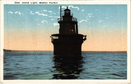 Delcampe - CPA AK Deer Island Light, Boston Harbor LIGHTHOUSES (1219685) - Faros