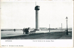 Delcampe - CPA AK Ostende Vue De L'ancien Et Du Nouveau Phare LIGHTHOUSES (1219643) - Faros