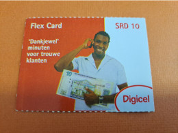 SURINAME US 10-  / DIGICEL /  UNITS GSM  PREPAID/  / MAN WITH PHONE  AND BANKNOTE      /    MOBILE CARD    **18254 ** - Surinam