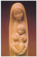 Delcampe - CPSM/CPM 9.5 X 15 Vierge Marie Et Enfant Jésus Statue Bois  D'Yves Le Pape Sculpteur à Tours (37) - Kunsthandwerk