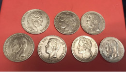 SUPER LOT De 7 Monnaies ARGENT ECUS 19° Siècle 1845 1850 1852 1876 1871 1833 1872 France Grèce Espagne Belgique - Collections & Lots