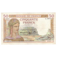 FAY 18/37 - 50 FRANCS 1940 - 11.01 - TYPE CERES - PICK 85 - TTB/SUP - Sin Clasificación