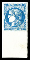 ** N°46Ad, 20c Bleu Outremer Type III Report 1, Grandes Marges Et Bord De Feuille Inférieur, Nuance Très Rare (ex Collec - 1870 Emissione Di Bordeaux