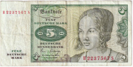 BILLETE DE ALEMANIA DE 5 MARK DEL AÑO 1980  (BANKNOTE) - 5 Deutsche Mark