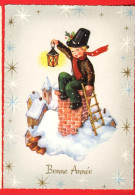 Delcampe - ZYS-37 Bonne Année Petit Ramoneur Sur La Cheminée. Circulé Date Illisible. GF - Neujahr