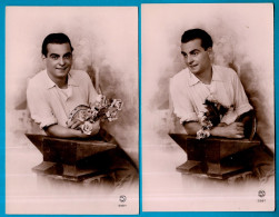 Delcampe - (Lot De 2) CPA Fantaisie Homme Accoudé Sur Une Enclume, Fleurs, Fer à Cheval (évoque Métier Maréchal Ferrant) P.C. 5987 - Männer