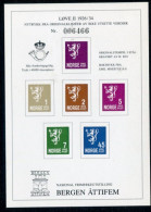 NORWAY 1985 National Stamp Exhibition Bergen Åttifem   Unofficial Block With Reprint Of Lion Definitives - Blocks & Kleinbögen