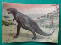 Image Animée La Roche Aux Fées. Les Animaux Préhistoriques Et Ceux D'aujourd'hui. Vers 1980. N° 7 Tyrannosaurus Tigre - Nutella