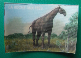 Image Animée La Roche Aux Fées. Les Animaux Préhistoriques Et Ceux D'aujourd'hui. Vers 1980. N° 4 Girafe Indricotherium - Nutella