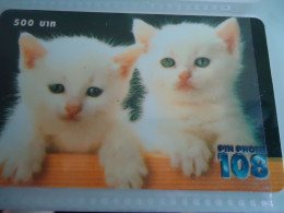 THAILAND USED    CARDS PIN 108  ANIMALS  CATS CAT RARE  UNITS 500 - Tanzania
