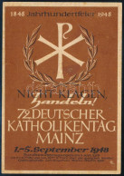 Németország Francia Zóna Rheinland-Pfalz 1948 Német Katolikus Nap Alkalmi Képeslap Megfelelő Alkalmi Bélyegzéssel Frankf - Other & Unclassified