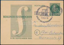 Berlin 1951 Berlini ünnepi Hét Alkalmi Díjjegyes Levelezőlap Megfelelő Alkalmi Bélyegzéssel Frankfurtba - Other & Unclassified