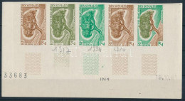 ** Dzsibuti - Francia Szomálipart 1962 Növények és állatok Mi 336 5 Klf Fogazatlan Színpróba ötöscsíkban - Other & Unclassified