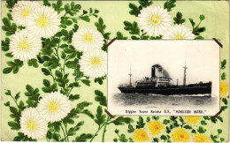 T3 1927 SS HAKUZAN MARU - Nippon Yusen Kaisha / Japanese Passenger / Cargo Ship. Art Nouveau Floral Litho (EB) - Unclassified