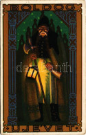 T2/T3 1932 Boldog Újévet! / New Year Greeting Art Postcard, Hungarian Folklore. Rigler R.J.E. (EK) - Unclassified