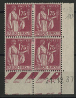 N° 289 Type Paix Avec Coin Daté Du 21/12/37 Neufs * (MH) Voir Suite - 1930-1939