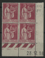 N° 289 Type Paix Avec Coin Daté Du 23/12/36 Neufs * (MH) Voir Suite - 1930-1939