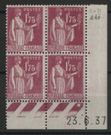 N° 289 Type Paix Avec Coin Daté Du 23/6/37 Neufs * (MH) Voir Suite - 1930-1939