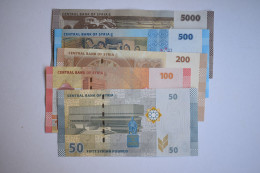 Lot  Of 5 Banknotes  Syria 5000  500 200 100 50 Pounds  UNC - Syrie