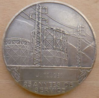 D3-402 Médaille Bronzegravée Dropsy Electricité Et Gaz De France J.TOUZET,25 Années De Service Diamètre=55mm, - Andere & Zonder Classificatie
