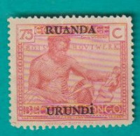 Delcampe - RUANDA-URUNDI. (OBP-COB).   .1925.   N°70  "timbres Du Congo Belge De 1925 Avec Surcharge"   75c  * - Gebruikt