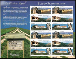 ESPAGNE SPANIEN SPAIN ESPAÑA 2016 RURAL ARCHITECTURE PREMIUN PANE Nº40 MNH ED 5005-07 MI 5016-18 YT 4721-23 SN 4080-82 S - Full Sheets