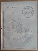 Carte Des Iles KERGUELEN Par Henri Mager 1885 Atlas Colonial - Geographical Maps