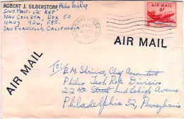 Guam U.S. 6c DC-4 Skymaster 1954 U.S. Navy 10626 Br. Naval Supply Center & Depot, Guam  Airmail To Philadelphia, Penn. - Guam