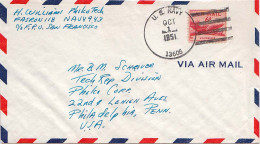Guam U.S. 6c DC-4 Skymaster 1951 U.S. Navy, 13605 Naval Air Station,  Agana, Guam Airmail To Philadelphia, Penn. - Guam