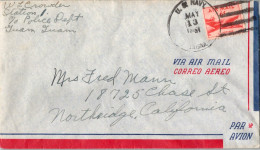 Guam U.S. 6c DC-4 Skymaster 1951 U.S. Navy 13605 Naval Air Station, Agana, Guam Airmail To Northridge, Calif. - Guam