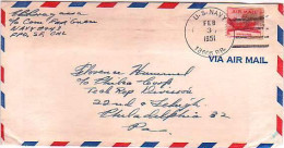 Guam U.S. 6c DC-4 Skymaster 1951 U.S. Navy, 13605 Br. Naval Air Station Agana, Guam Airmail To Philadelphia, Penn.  MONA - Guam
