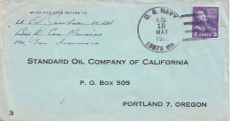 Guam U.S. 3c Jefferson Prexie 1950 U.S. Navy, 13973 Br. Commander Marianas, Guam To Portland, Oreg. - Guam