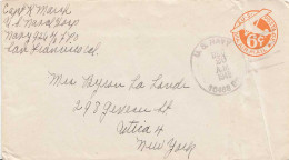 Guam U.S. 6c Monoplane Air Envelope 1949 U.S. Navy 10468 Br. Fleet Hospital 103 Guam Airmail To Utica, N.Y.  Crease. - Guam