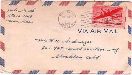 Guam U.S. 6c Transport 1949 U.S. Navy, 10499 Br.  Guam Airmail To Stockton, Calif. - Guam