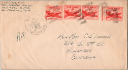 Guam U.S. 5c DC-4 Skymaster (4) 1948 U.S. Navy 10626 Br. Naval Supply Center And Depot, Guam Fpur Times Airmail To Alham - Guam