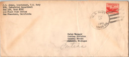 Guam U.S. 5c DC-4 Skymaster 1948 U.S. Navy 10499 Br. Submarine Base, Guam Airmail To Pontiac, Mich.  Creases And Reduced - Guam