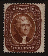 Lot # 015 UNITED STATES: 1857 - 61 Issues: 5¢ Brown , Type II - Unused Stamps