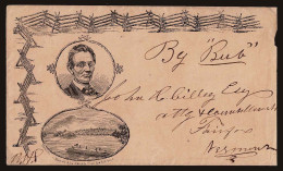 Lot # 017 UNITED STATES: 1860; Beardless Lincoln Campaign Envelope Hand Carried  "By Bub" - Unused Stamps