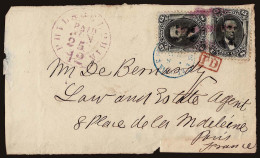 Lot # 019 UNITED STATES: Used To France; 1857 F Grill 15¢ Black, Two Singles - Unused Stamps