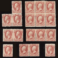 Lot # 036 UNITED STATES: Officials, War Department, 3c And 12c Rose, Former 7 Copies, Latter 11 Copies - Officials