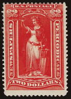 Lot # 037 UNITED STATES: Revenues: Newspaper, 1895 $2.00 Scarlet - Revenues