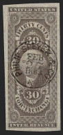 Lot # 040 United States Revenues: Foreign Exchange: 1862 - 71, 30¢  Lilac For. Exchange - Revenues