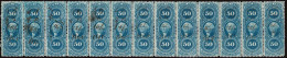 Lot # 041 United States Revenues:  1862 - 71, 50¢ Blue Passage Ticket Perforated STRIP OF 13 - Largest Known Multiple - Revenues