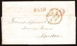 Lot # 081 UNITED STATES: Stampless Covers To Europe: 1826 To 1850's ; 54 Folded Letters And Envelopes In Total - …-1845 Prephilately