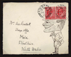 Lot # 105 IRELAND:  Used To Wales; 1d Edward II, 1903 & 1910 ; Two Humorous Character Fronts - Postal History