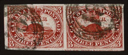 Lot # 137 CANADA: 1852-57, Beaver, 3d Deep Red, PAIR - Used Stamps